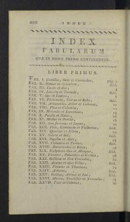 Index fabularum.