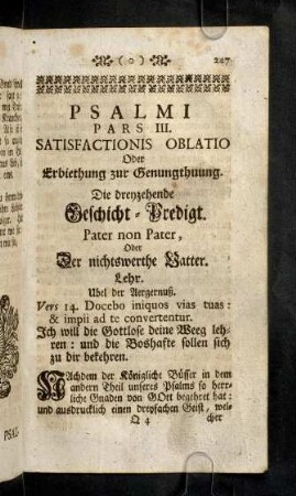 247-259, Psalm I. Pars III. Satisfactionis Oblatio Oder Erbiethung zur Genungthuung.