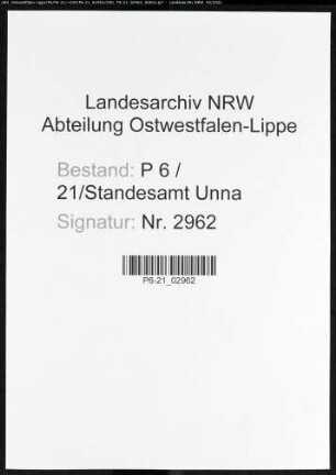Sterberegister Standesamt Unna