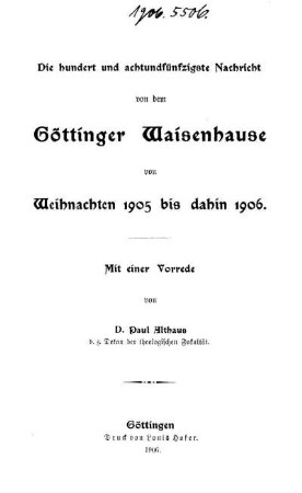 158: Nachricht von dem Göttinger Waisenhause