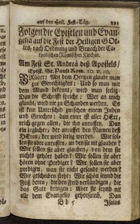 [Epistlen und Evangelia auf der Heil. Fest-Täg.]