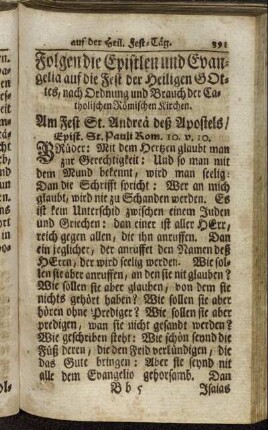 [Epistlen und Evangelia auf der Heil. Fest-Täg.]
