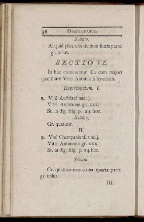 Sectio VI. In hac continentur illa cum majori quantitate Vitri Antimonii hyacinth.