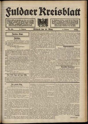 Zweite Ausgabe vom Mittwoch, den 20. März 1912.