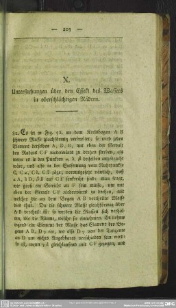 X. Untersuchungen über den Effekt des Wassers in oberschlächtigen Rädern