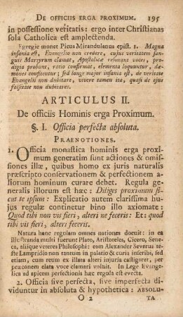 Articulus II. De officiis Hominis erga Proximum