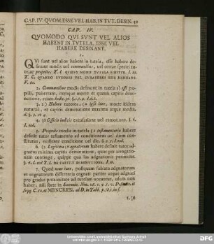 Cap. IV. Quomodo Qui Sunt Vel Alios Habent In Tutela, Esse Vel Habere Desinant.