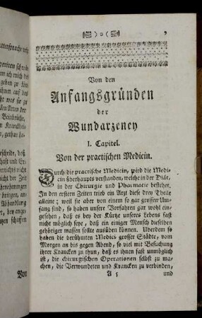 I. Capitel. Von der practischen Medicin.