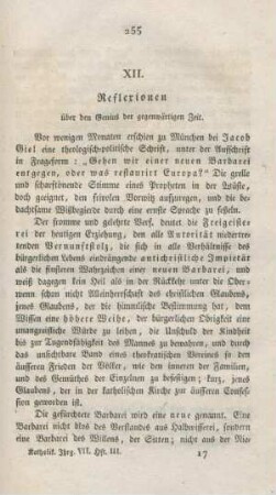 255-267 Reflexionen über den Genius der gegenwärtigen Zeit