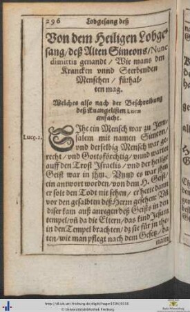 Von dem Heiligen Lobgesang deß Alten Simeons