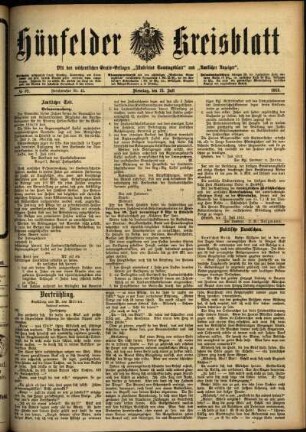 Ausgabe vom Dienstag, den 15. Juli 1913.
