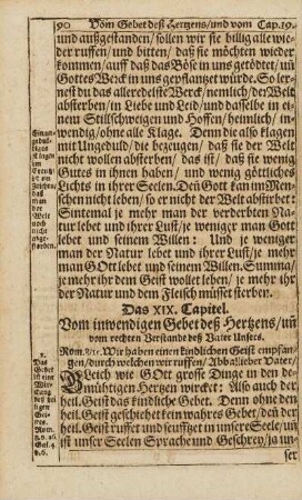 Cap. XIX. Vom inwendigen Gebet deß Hertzens, ...