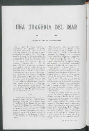 Una Tragedia del Mar : (Contada por un sobreviviente) [Del "Windsor Magazine"]