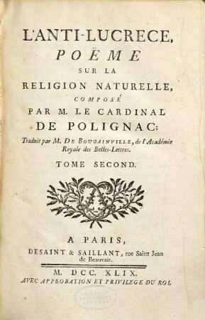 L' Anti-Lucrece : Poëme Sur La Religion Naturelle, 2
