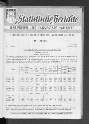 Hamburger Preisindexziffern für die Lebenshaltung im Oktober 1964 : Lfd. Nr. 38