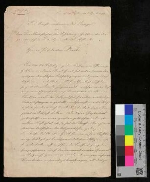 Abschrift (für Oberst a.D. Haak) eines Schreibens an Präsident (Fran(c)ke, Bevollmächtigter für Schleswig Holstein bei der Centralgewalt Deutschlands