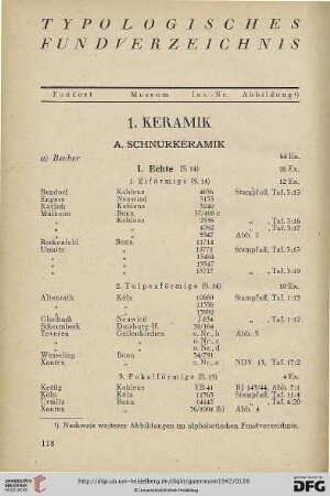 Typologisches Fundverzeichnis