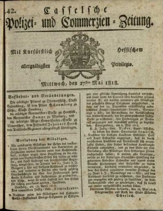 Nr. 42, Mittwoch, den 27sten Mai 1818