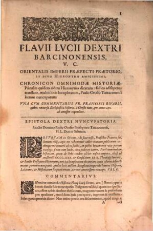 Fl. Lvcii Dextri Barcinonensis, ... Chronicon Omnimodae Historiae