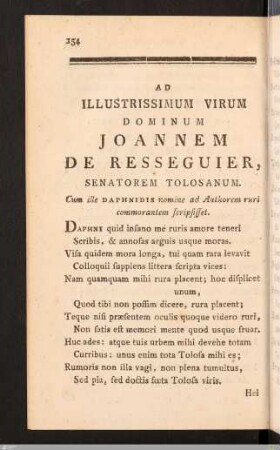 Epistolae. Ad Illustrissium Virum Dominum Joannem De Resseguier