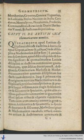 Caput II. De artium Mathematicarum nomine