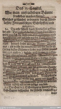 Das 11. Capitel. Wie man unfruchtbare Bäume fruchtbar machen könne?
