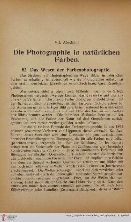 VII. Abschnitt: Die Photographie in natürlichen Farben