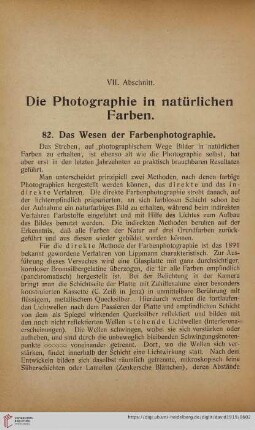VII. Abschnitt: Die Photographie in natürlichen Farben