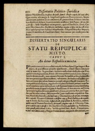 Caput I. An detur Respublica mixta.