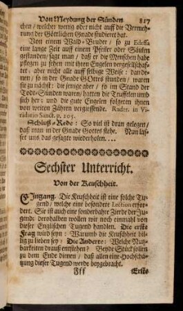 817-822, Sechster Unterricht