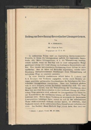 Beitrag zur Berechnung theoretischer Lösungswärmen.