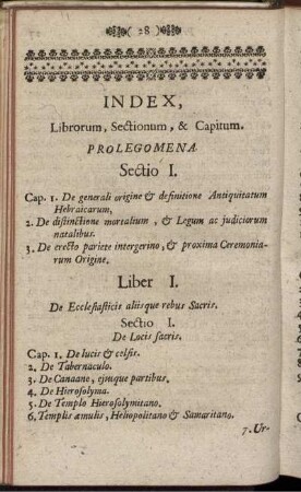 Index, Librorum, Sectionum, & Capitum