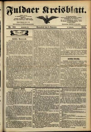 Erste Ausgabe vom Samstag, den 06. November 1909.