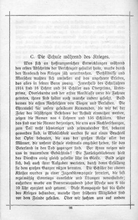 C. Die Schule während des Krieges.