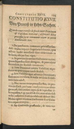 Constitutio XXVII. Von Proceß in Lehn-Sachen