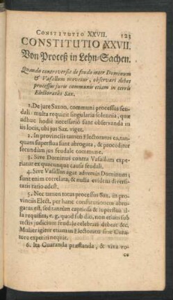 Constitutio XXVII. Von Proceß in Lehn-Sachen