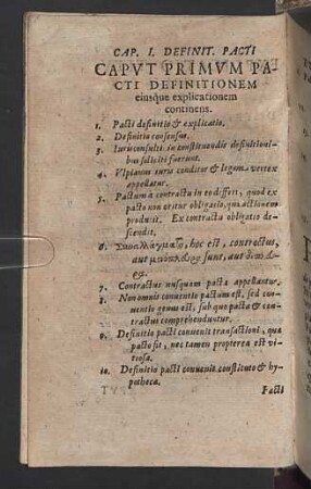 Caput Primum pacti definitionem eiusque explicationem continens.