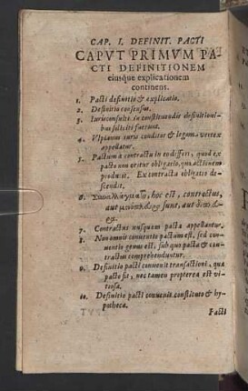 Caput Primum pacti definitionem eiusque explicationem continens.