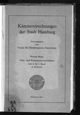 Bd. 9, Halbbd. 2: Ortsverzeichnis. Alphabetisches Personenverzeichnis K bis Z. Personenverzeichnis nach Stand und Beruf