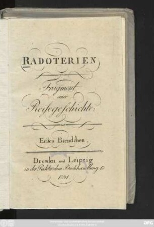 Bd.chen 1: Radoterien : Fragment einer Reisegeschichte