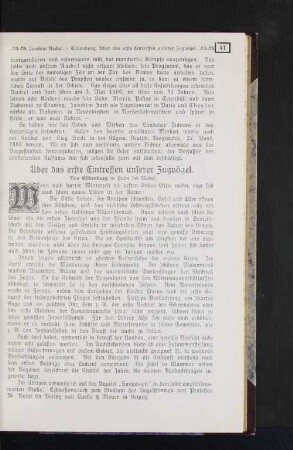 Über das erste Eintreffen unserer Zugvögel.