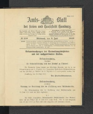 No.150, Mittwoch, den 2. Juli 1919