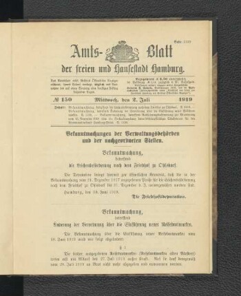 No.150, Mittwoch, den 2. Juli 1919