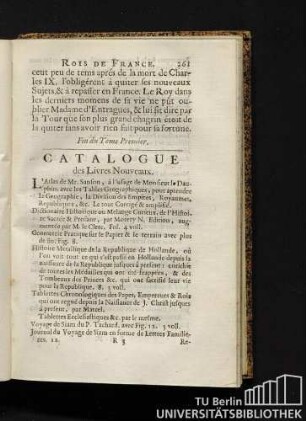 Catalogue des Livres Nouveaux.