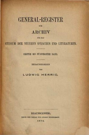 Archiv für das Studium der neueren Sprachen und Literaturen. [50a]