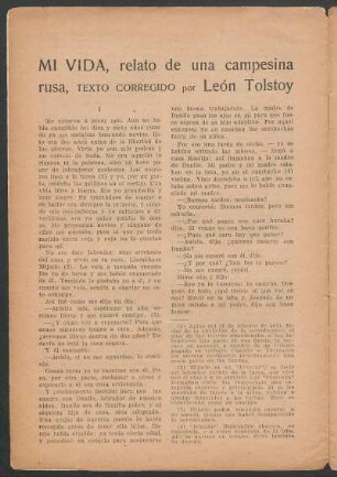Mi vida, relato de una campesina rusa : Texto corregido por León Tolstoy