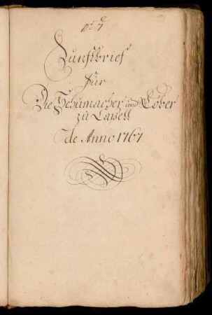 No. 7 Schuhmacher und Löber zu Caßell de Anno 1767.