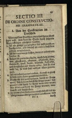 Sectio III: De Ordine Constrvctionis Grammaticae