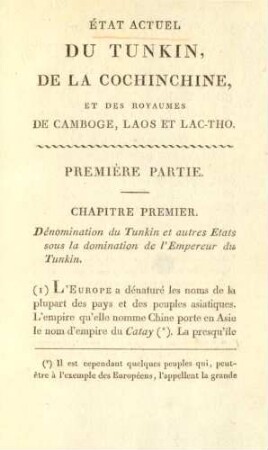Chapitre premier. Dénomination du Tunkin et autres etats ...