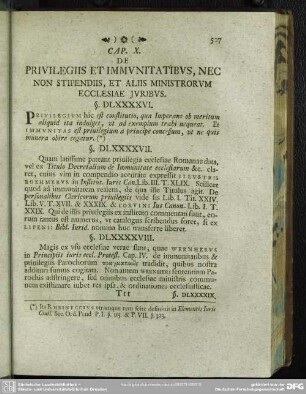 Cap. X. De Privilegiis Et Immunitatibus, Nec Non Stipendiis, Et Aliis Ministrorum Ecclesiae Iuribus